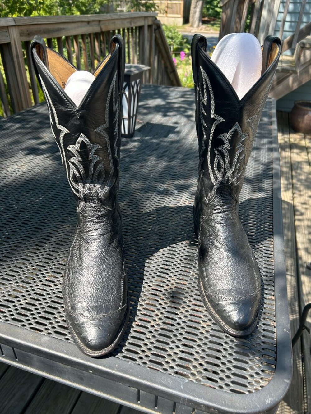 Tony Lama Black Smooth Ostrich with Full Quill Toe Cap 8.5 D